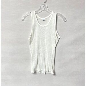 Vtg 5050 White Mesh 80's Tank Top Men's Size Small Combed Cotton USA Made Rare